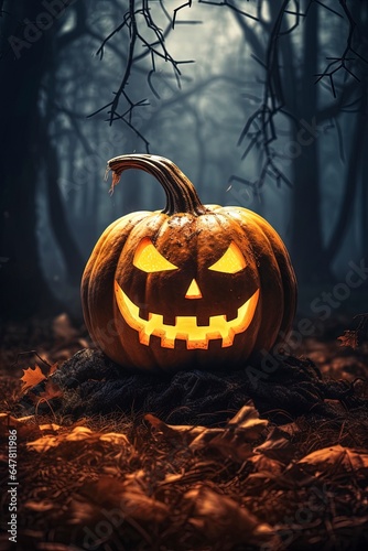 halloween pumpkin on a tree, generative ai