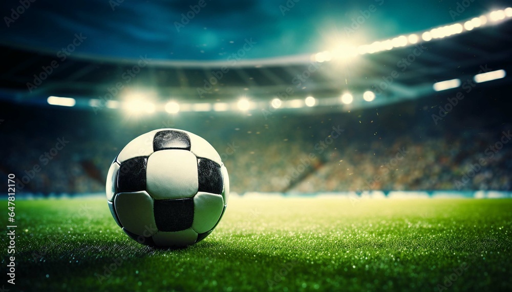 Naklejka premium soccer ball on stadium