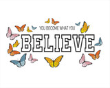 colorful butterfly positive quote	