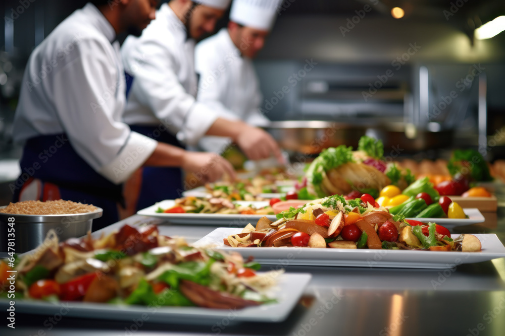 Сatering buffet food indoor in luxury restaurant with professional chef cook