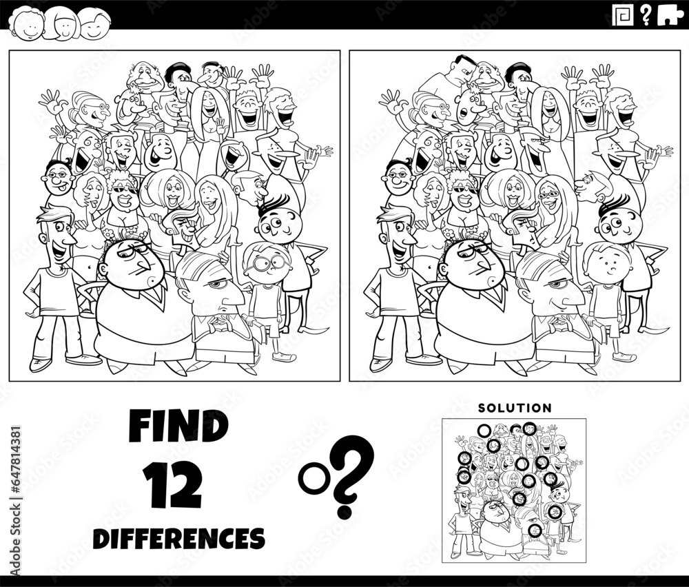 differences activity with cartoon people crowd coloring page differences activity with cartoon people crowd coloring page