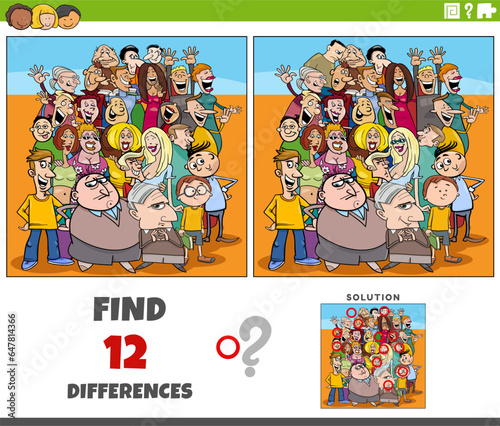 differences activity with funny cartoon people crowd photo