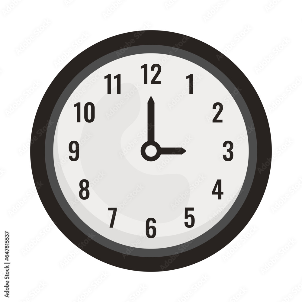Black clock in flat style. Vector office clock. Business. Minimalism. Isolated Black clock in flat style. Vector office clock. Business. Minimalism. Isolated