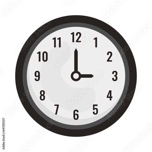 Black clock in flat style. Vector office clock. Business. Minimalism. Isolated