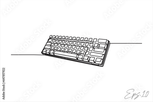 continuous line art drawing of computer keyboard