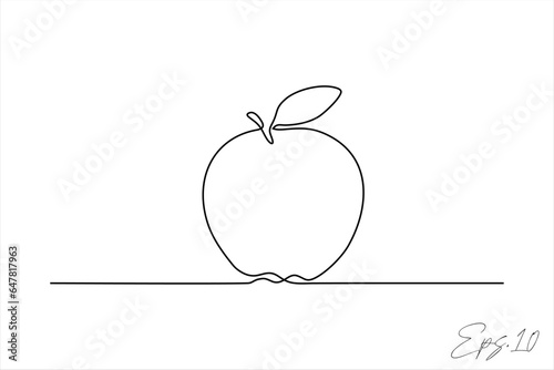 continuous line art drawing of apple fruit