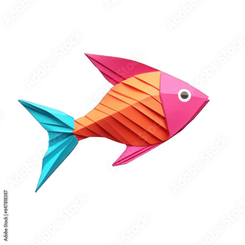 Origami Fish isolated on transparent background