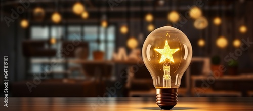 Edison lamp with retro glass cardboard star in background loft style