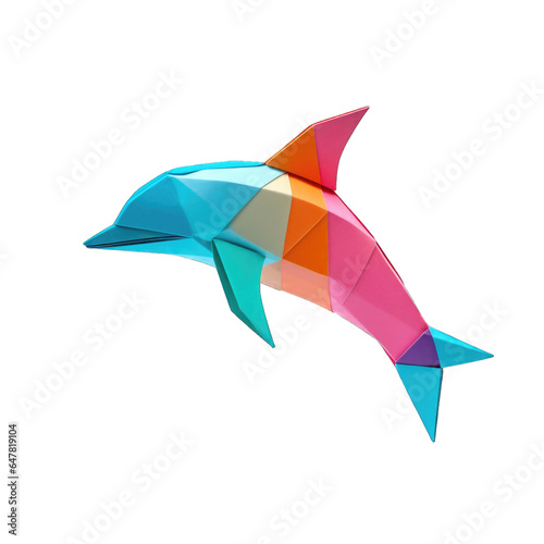 Origami Dolphin isolated on transparent background