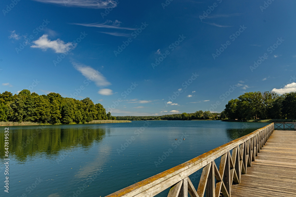 view over lake Olow in Ryn in Poland view over lake Olow in Ryn in Poland