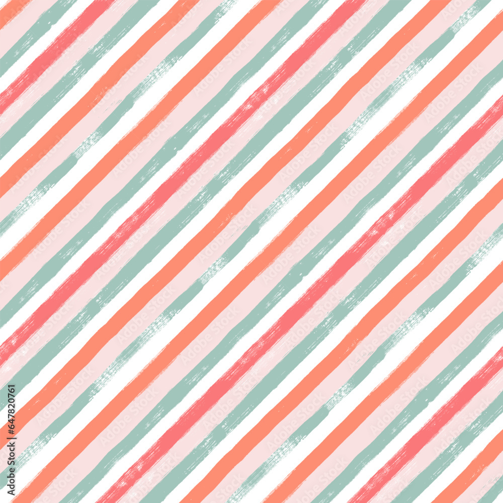 Christmas diagonal stripes pattern, cute vector background, seamless brush texture lines, red geometric strokes, gift paper