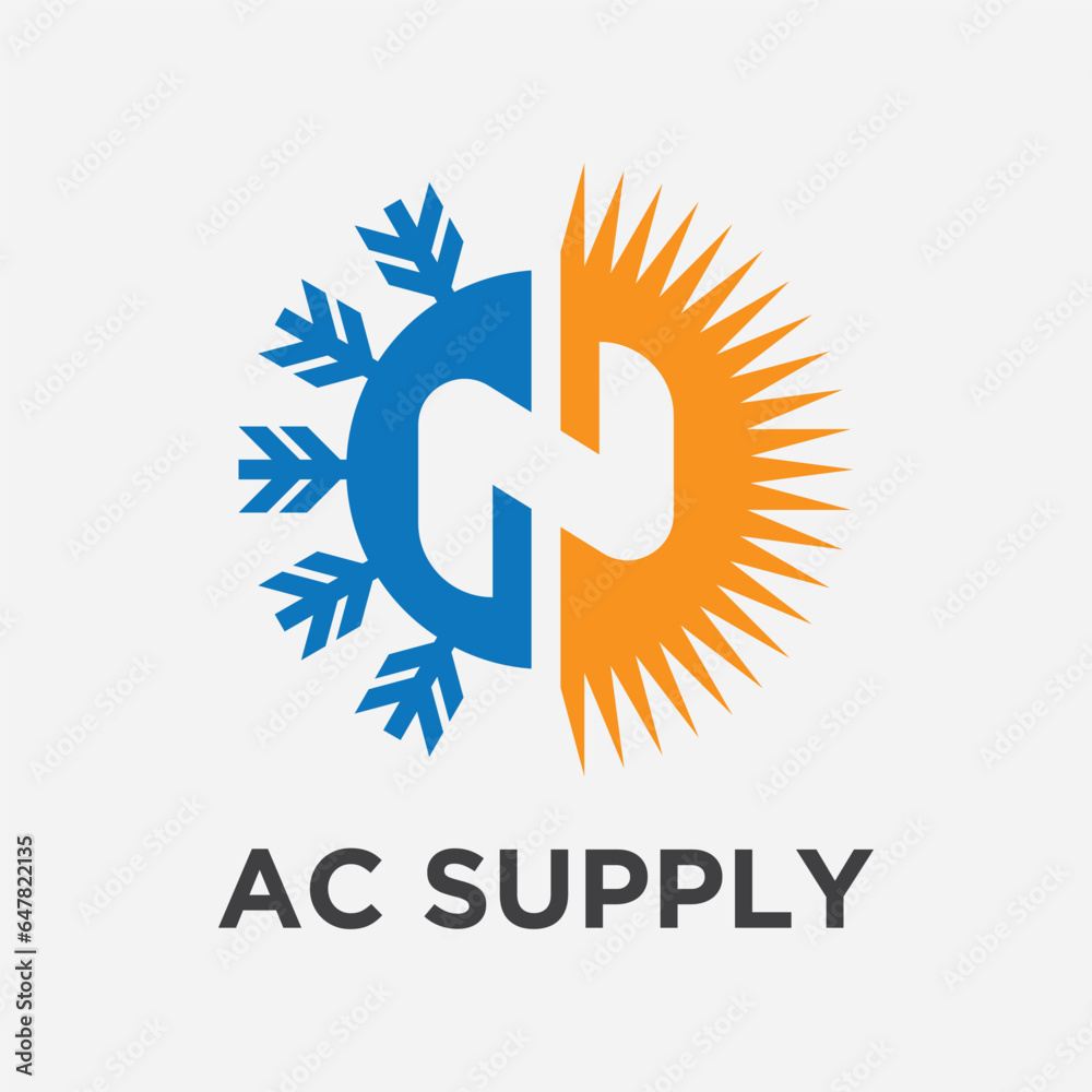 heating and cooling air conditioning logo vector design Stock Vector