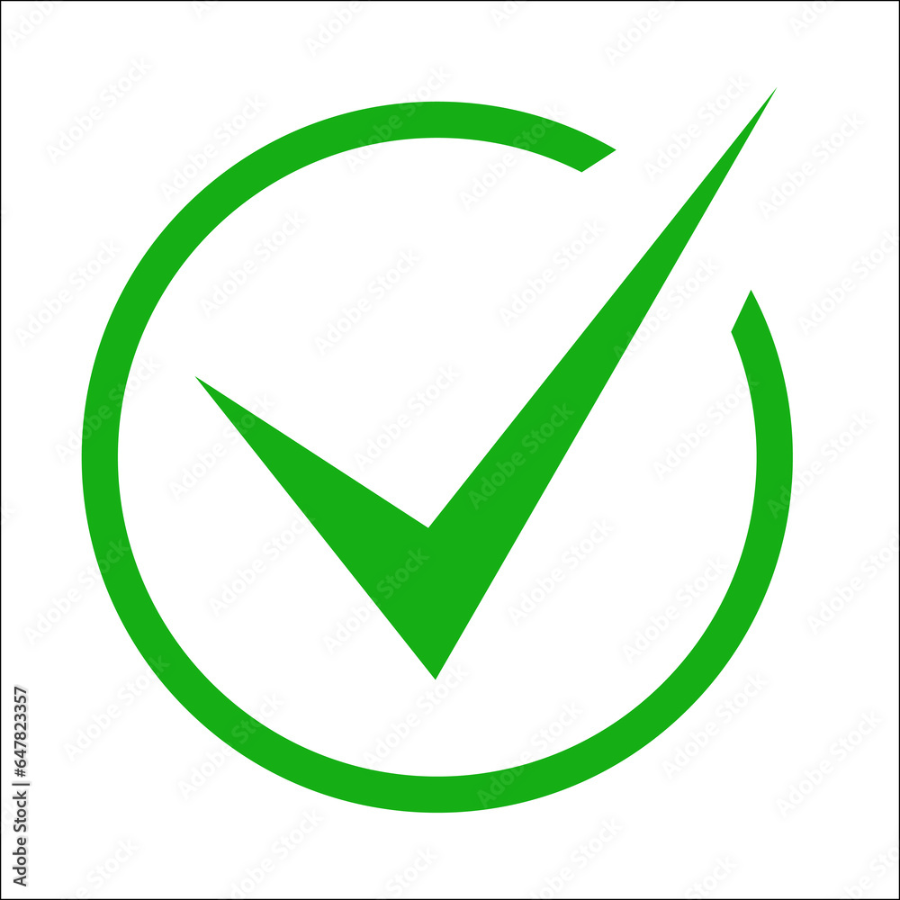 Green check mark in the circle icon isolated vector image Green check mark in the circle icon isolated vector image