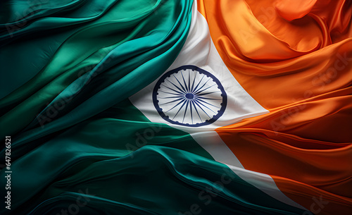 3d illustration of fluttering flag of India texture.  photo