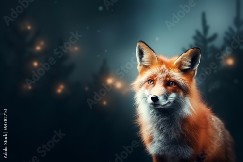 Fox background and copy space, generative ai © Nia™