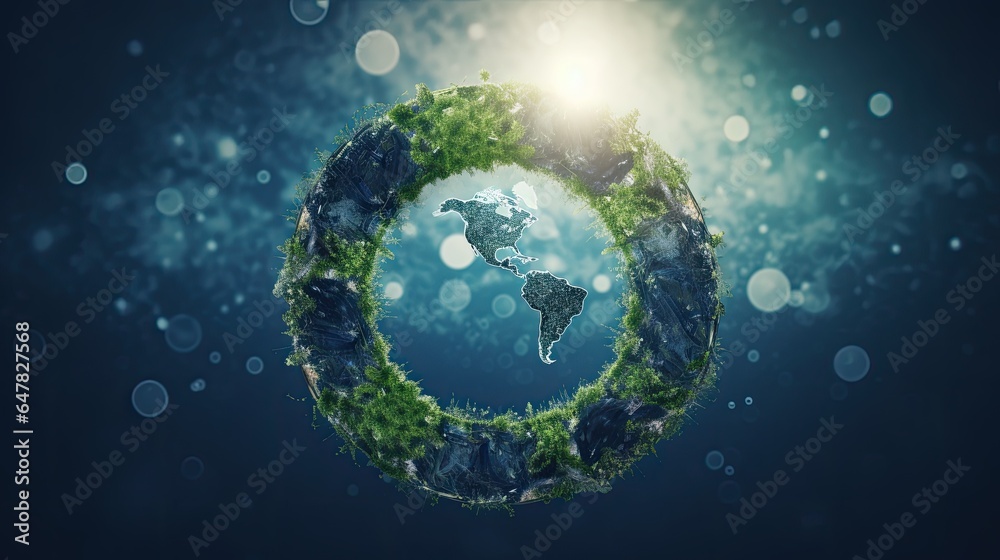 A symbol of ecology, the Americas in a green circle - generative AI A symbol of ecology, the Americas in a green circle - generative AI