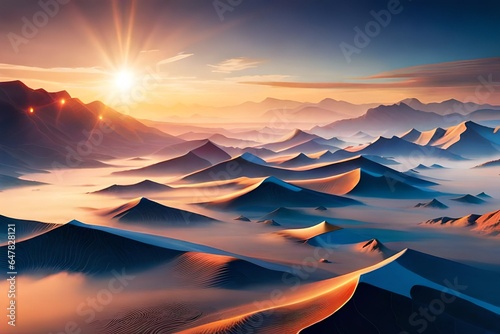 sunset over mountains