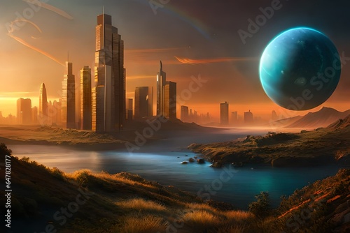 sunrise over the city
