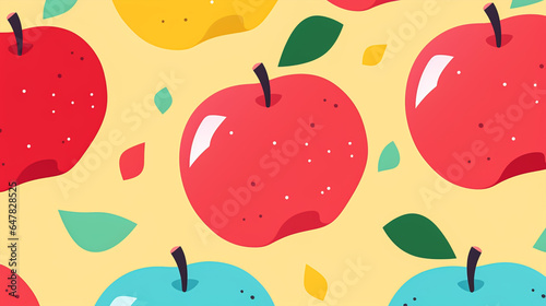 nature textured apple fruits seamless patter  vivid color background