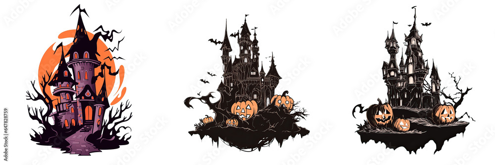 Spooky Castle Halloween Logo 2D
