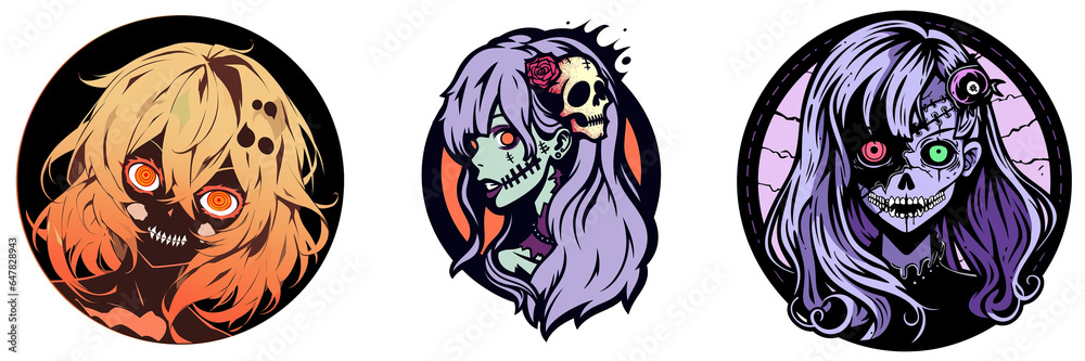 Zombie Girl Halloween Logo 2D