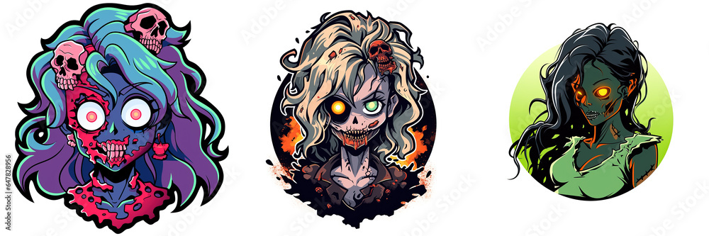 Zombie Girl Halloween Logo 2D