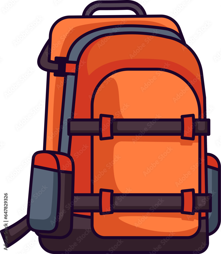 Naklejka premium Backpack Vibrant Flat Picture. Perfect for different cards, textile, web sites, apps 
