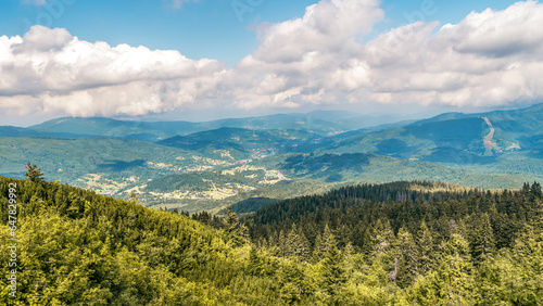 A panoramic view to Beskid Zywiecki Mountains, Poland