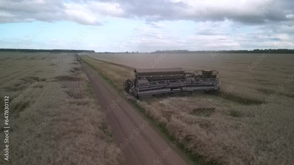 Modern Combine Harvester at canola harvest in Ukraine Modern Combine Harvester at canola harvest in Ukraine