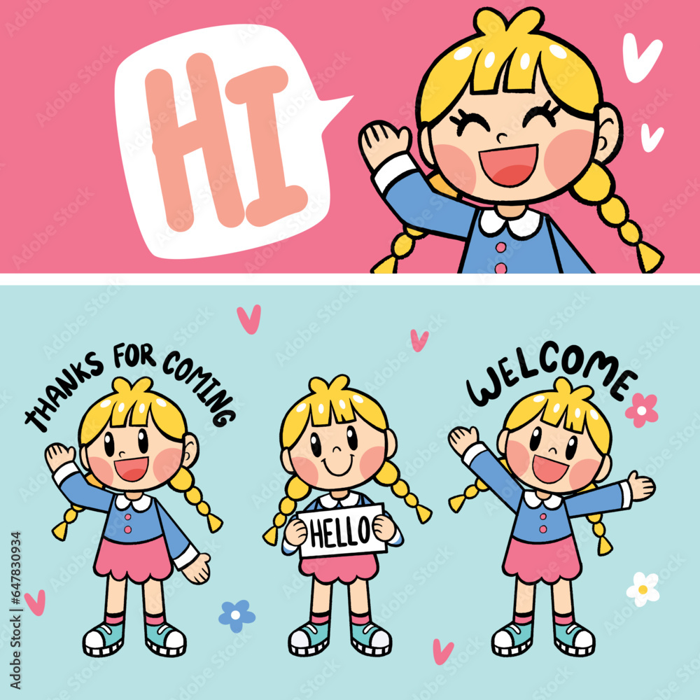 girl welcome, school, little girl, kinder garden, hello, happy girl, school girl, children's drawing girl welcome, school, little girl, kinder garden, hello, happy girl, school girl, children's drawing