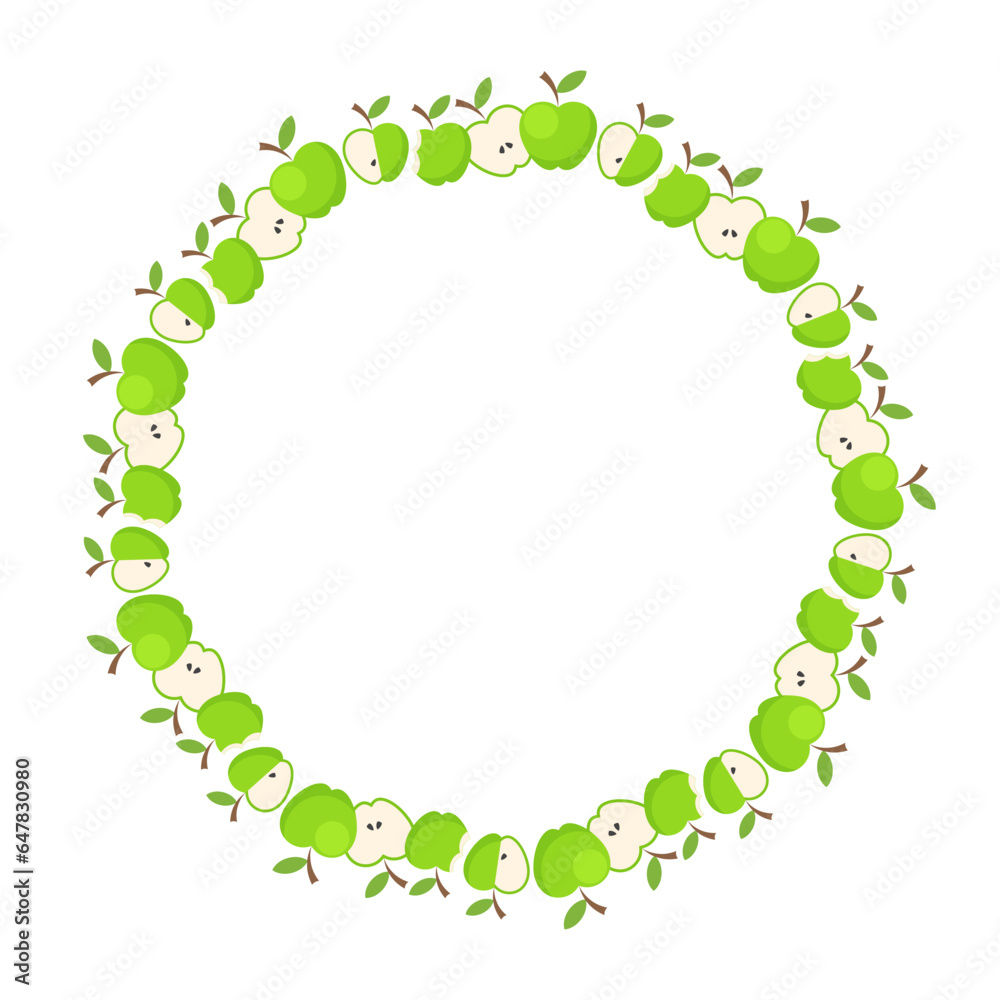 green apple fruit art drawn frame design green apple fruit art drawn frame design