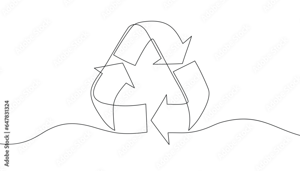 One Recycle Line Vetor de Recycle sign - one line continuous drawing style. Recycling ...