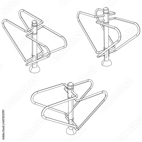 Street workouts strength training equipment. Exercising Bars. Equipment for urban outdoor fitness. Vector illustrations.