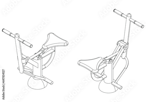 Street workouts strength training equipment. Gym horse rider. Equipment for urban outdoor fitness. Vector illustrations.