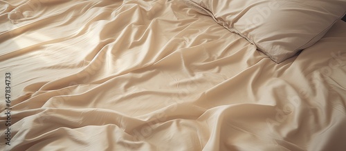 Messy sheets in bedroom after waking up