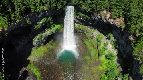 Backwards Drone Shot of Brandywine Falls Waterfall