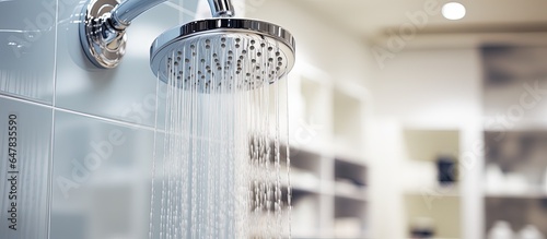 New chrome shower head options on display at a bathroom showroom for home improvement