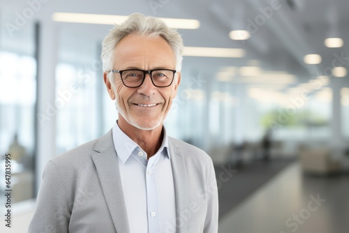 the smile is of a man smiling in front of the office