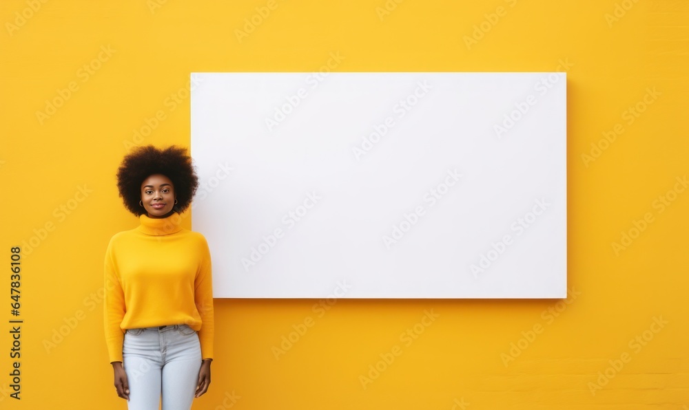 Black woman smiling and showing white board