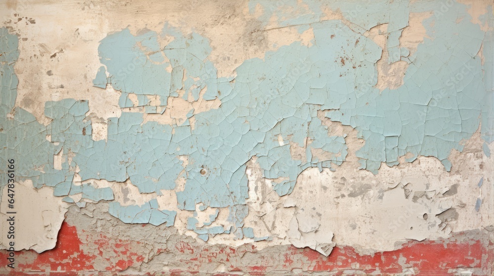 Obraz premium The crumbling wall of the building needs major repairs. Facade of a house with damaged plaster. Photophone for retro filming. Illustration for varied design.