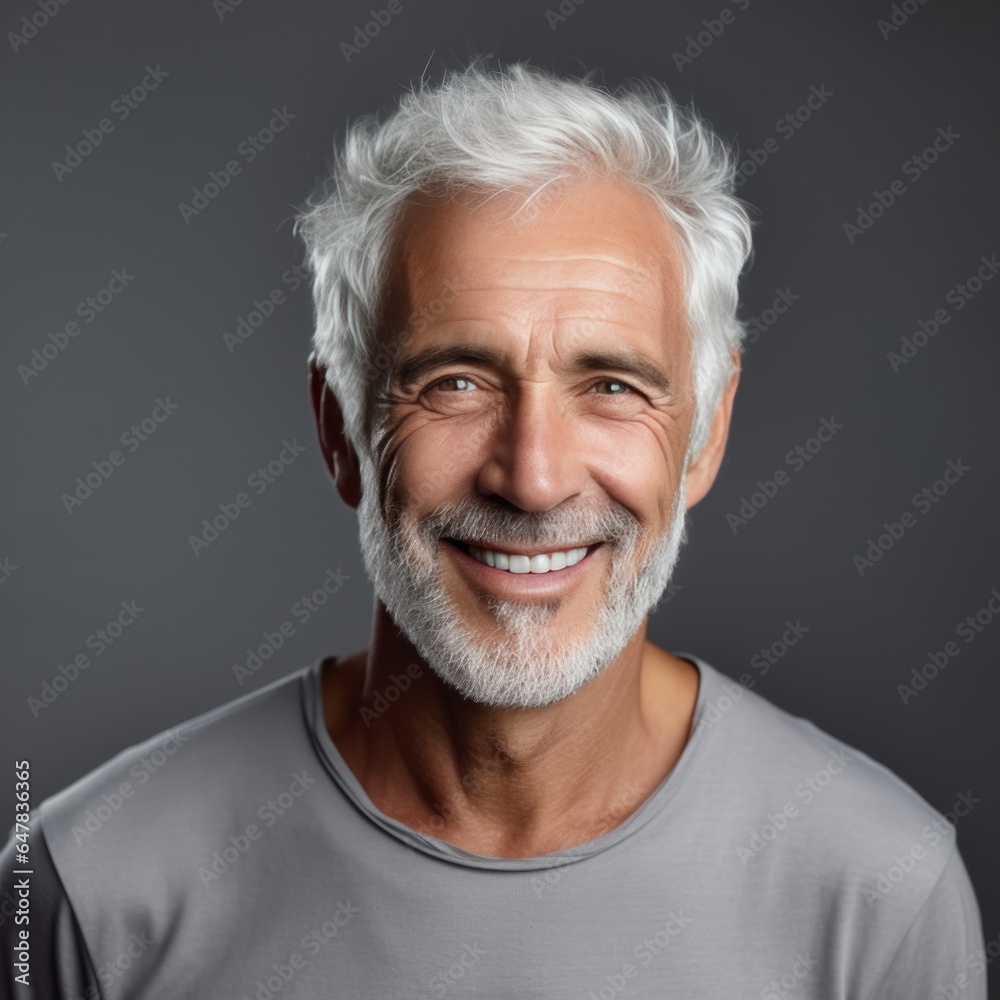 Obraz premium a gray older man with white hair and a smile