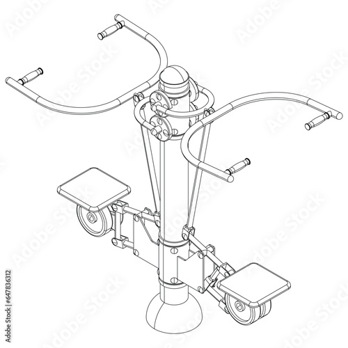Street workouts strength training equipment. Pıll chair. Equipment for urban outdoor fitness. Vector illustrations.
