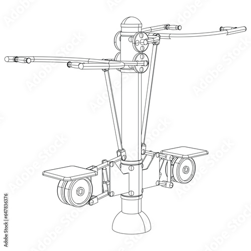 Street workouts strength training equipment. Pıll chair. Equipment for urban outdoor fitness. Vector illustrations.