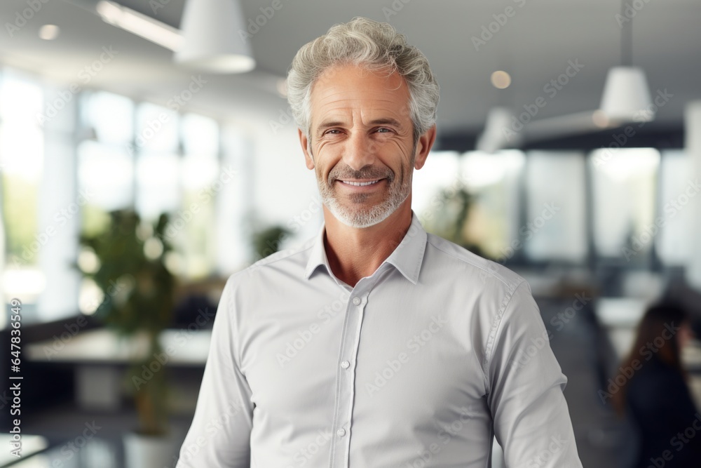the smile is of a man smiling in front of the office the smile is of a man smiling in front of the office