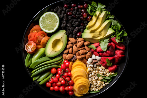 Healthy food bowl high angle view. Vegan food concept.