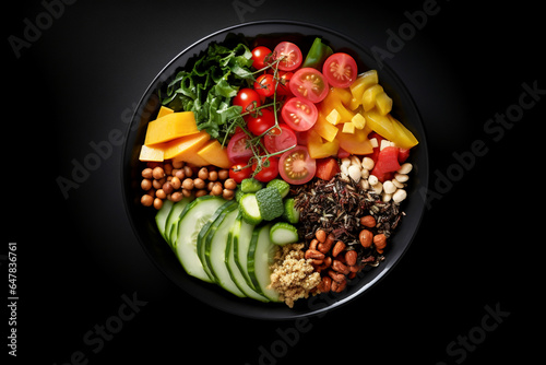 Healthy food bowl high angle view. Vegan food concept.