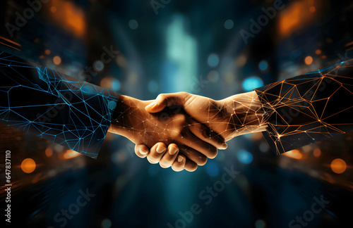 Business people shaking hands after a deal - partnership, teamwork and success concept