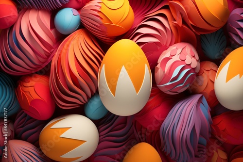 3d textured and decorative eggs background