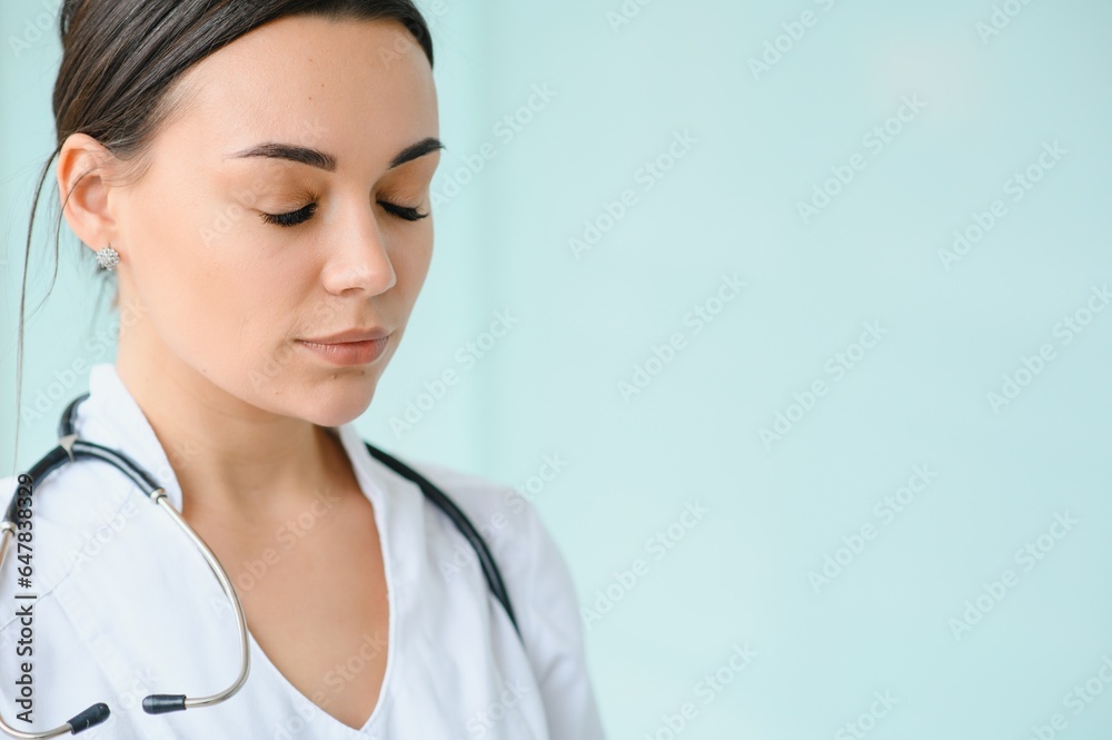 portrait of female doctor wearing protective mask. portrait of female doctor wearing protective mask.