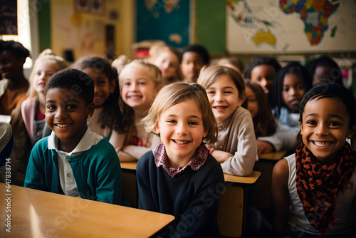 Photo of children in a classroom smiling